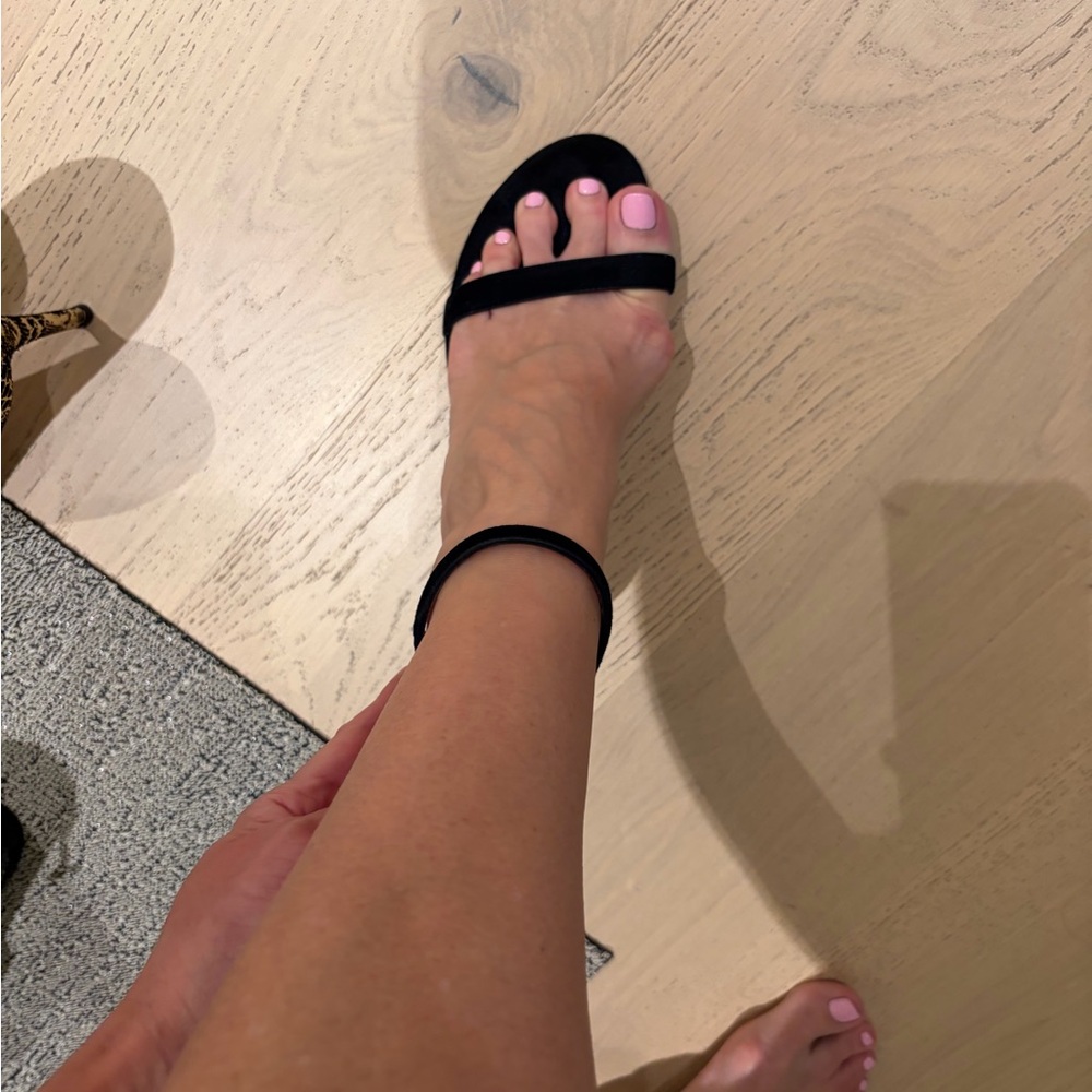 Stuart Weitzman Women’s Black Single-Strap Ankle Sandal